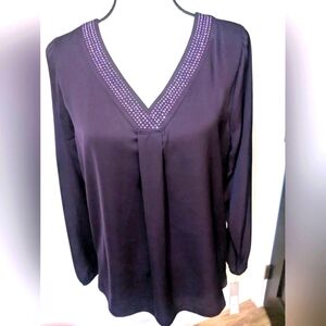 NEW with tags Beautiful purple top with collar bling. Apt 9 petite medium